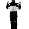 Giacca da sci Slope Soul modello Axis bianca e nera con pantaloni coordinati e scarponi